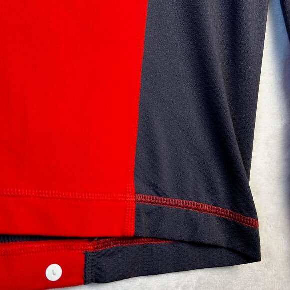 Lululemon Mens Quarter Zip Vent Pullover Red Black Sz L Athletic Performance Top - Picture 6 of 9